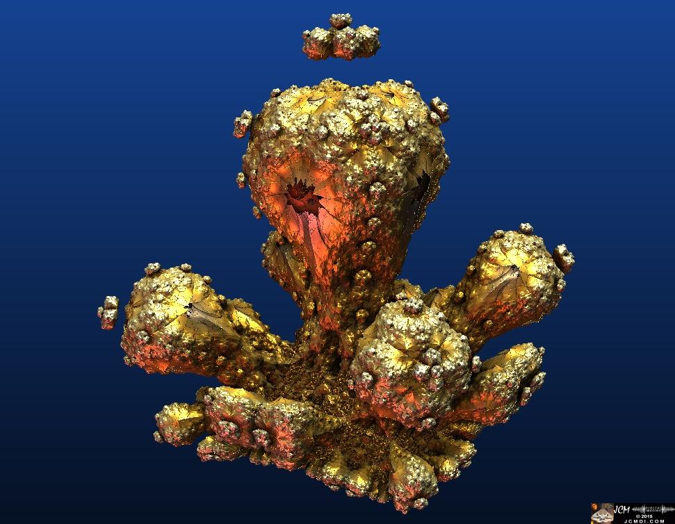 Golden Nugget fractal animation still frame made in Mandelbulb 3D JCMDI.COM